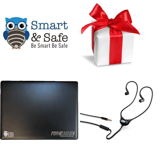 Smart & Safe Solutions Gift for Student:  Laptop Radiation Shield EMF And Heat Protection Tray - ProShield™ + Anti EMF Radiation Air Tube Headset - ProTubeZ™